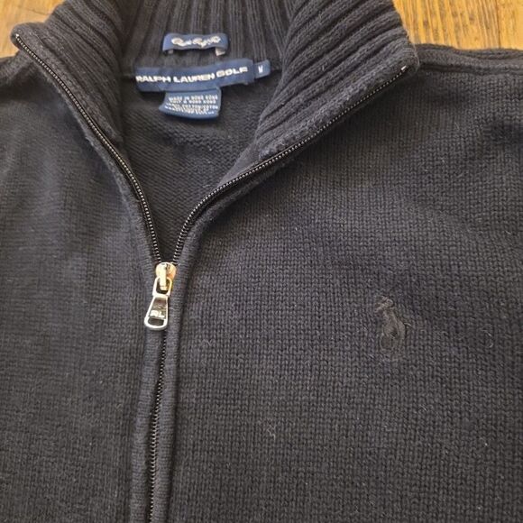 RALPH LAUREN Golf VTG Women’s M Navy Blue Full Zip Sweater Jacket Preppy Classic - Picture 3 of 6